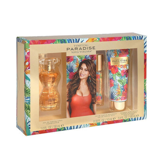 Set 3 Pzs Sofia Vergara Tempting Paradise EDP 100mL + Travel Spray 10mL + Body Lotion 100mL