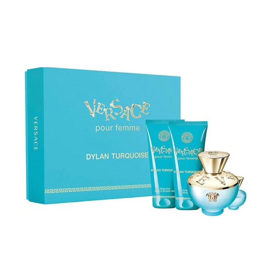 Set 4 Pzs Versace Dylan Turquoise EDT 100mL + Body Gel 100mL + Shower Gel 100mL + Mini 5mL