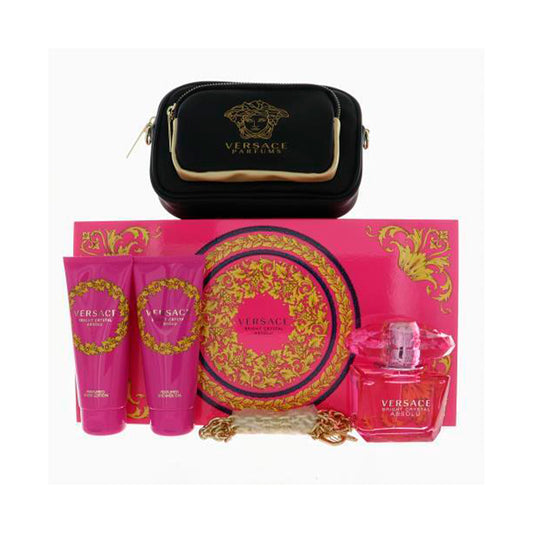 Set 4 Pzs Versace Bright Crystal EDP 90mL + Body Lotion 100mL + Shower Gel 100mL + Bolsa