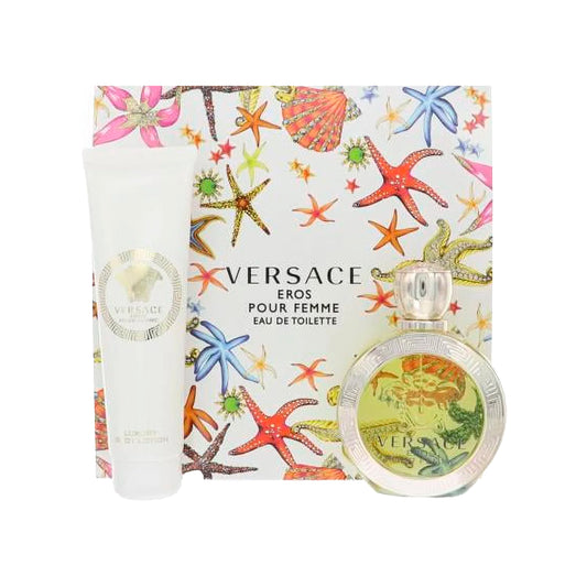 Set 2 Pzs Versace Eros Pour Femme EDT 100mL + Body Lotion 150mL