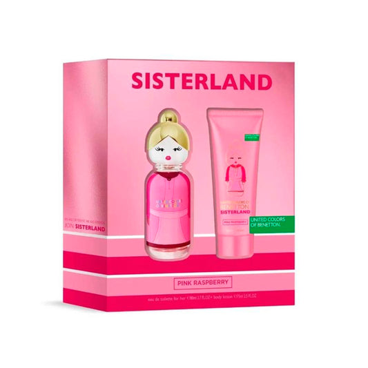 Set Sisterland Pink Raspberry Benetton EDT 80mL + Body Lotion 75mL 2 Piezas