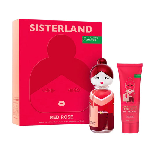 Set Sisterland Red Rose Benetton EDT 80ml + Body Lotion 75ml 2 Piezas