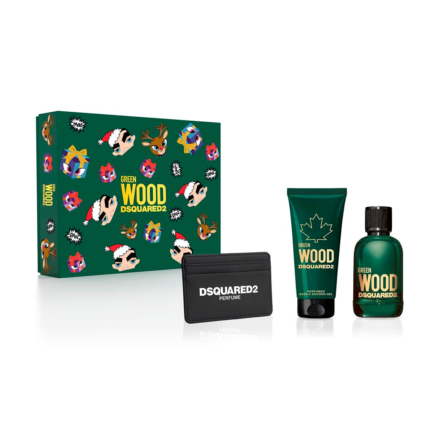 Set Dsquared2 Green Wood EDT 100mL + Shower Gel 100mL + Tarjetero