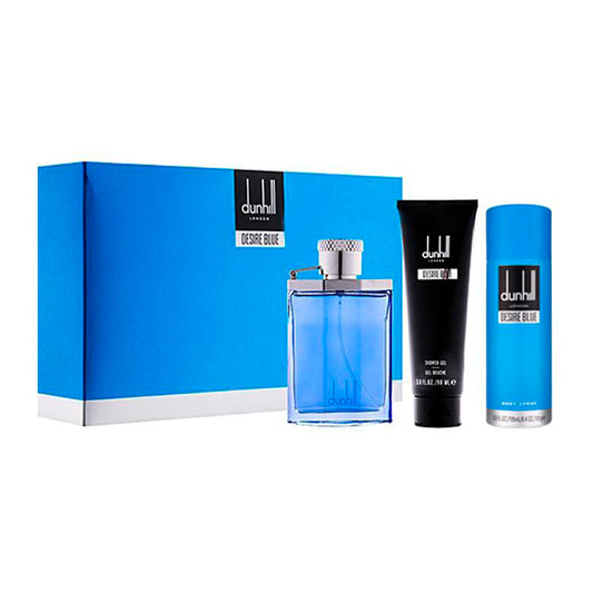 Set Dunhill Desire Blue 3 Pzs EDT 100mL + Body Spray 195mL + Shower Gel 90mL