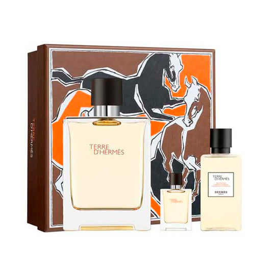 Set Terre D´Hermés 3 Pzs EDT 100mL + Travel Spray 5mL + Shower Gel 40mL