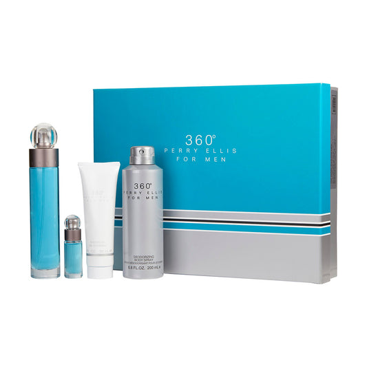 Set 4 Pzs Perry Ellis 360 For Men EDT 100mL + Mini 7.5mL + Desodorante 170g + Shower Gel 90mL