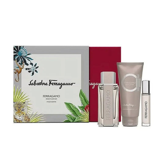 Set 3 Pzs Salvatore Ferragamo Bright Leather EDT 100mL + Travel Spray 10mL + Shower Gel 100mL