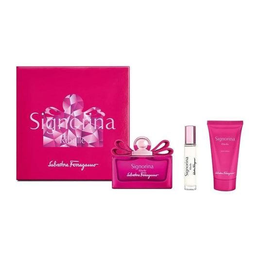 Set 3 Pzs Salvatore Ferragamo Signorina Ribelle EDP 100mL + Travel Spray 10mL + Body Lotion 50mL
