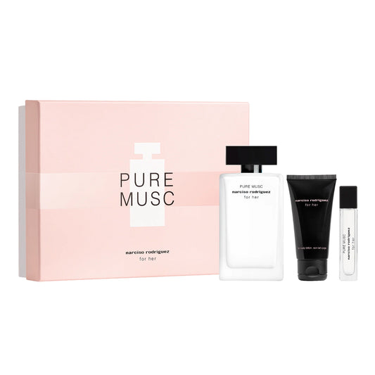 Set 3 Pzs Narciso Rodriguez for Her Pure Musc EDP 100mL + Travel Spray 10mL + Body Lotion 100mL